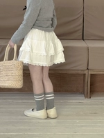 Весенняя осенняя белая кружевная юбка на девочку, детская мини-юбка