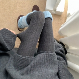 好老钱好复古 秋冬灰色裤 高级感满满 很好看 袜搭奶蓝袜套真