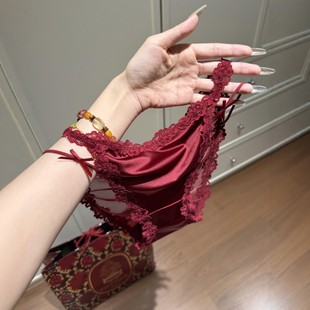 一眼倾心~酒红色的高级感~ .夏季缎面轻薄性感透气成熟内裤内衣女