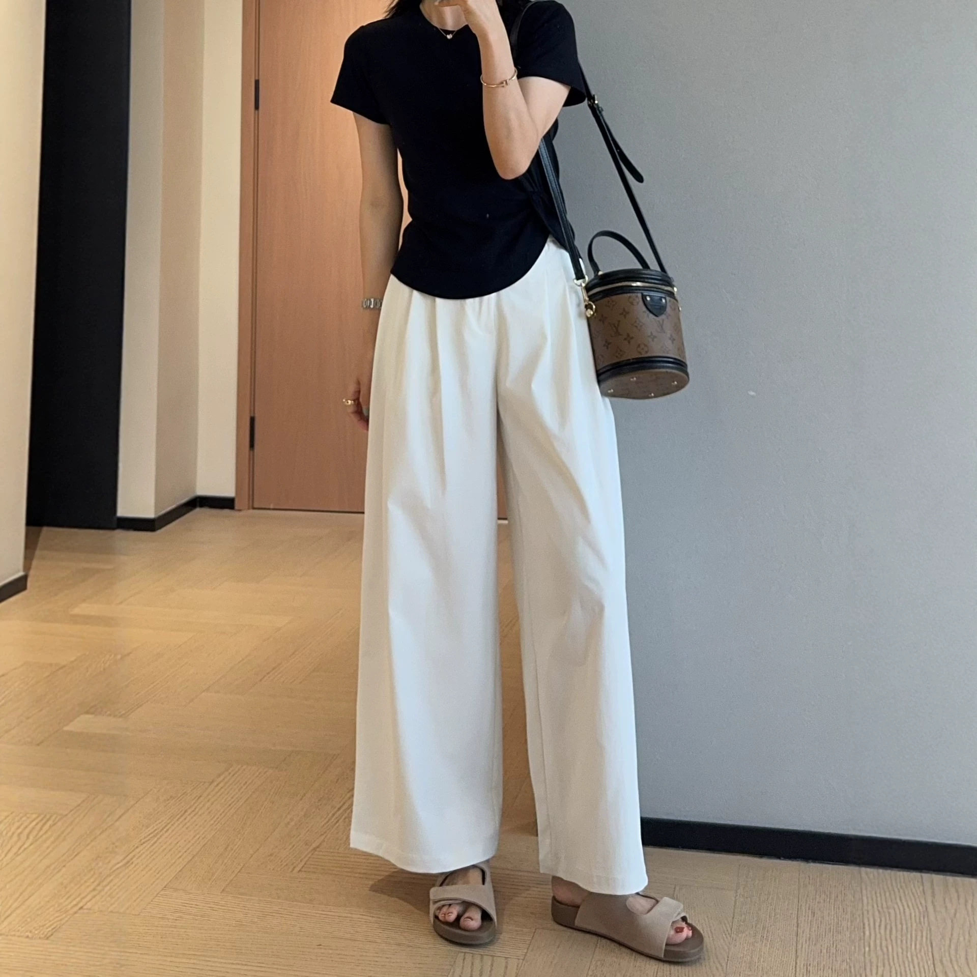 shen仙面料超态棉抗皱防晒阔腿裤宽松显瘦休闲裤女2026新款