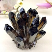 天然黑水晶原石茶水晶簇手链吊坠消磁石送礼家居办公室装 饰摆件