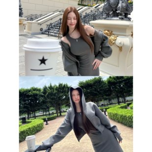 《氧气美女》文文私服 连帽衫卫衣+吊带裙子2件套装预WWQ6TZ2171