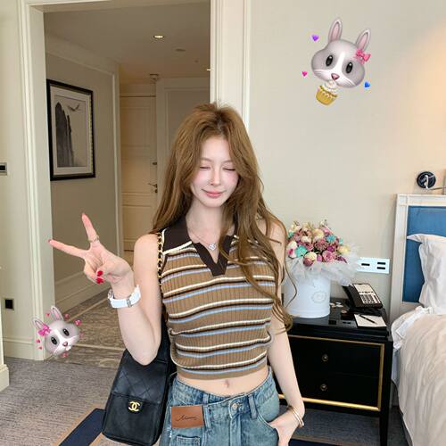 《感觉至上》文文私服 撞色条纹打底背心针织汉服预WWC6ZZS0654