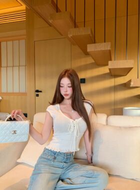 《书信少女》文文私服 时尚纯欲风花边飞袖吊带上衣预WWX6SY0952