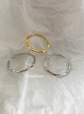 通体纯银不规则设计感凹凸S925