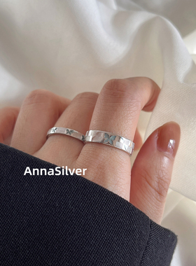 通体S925纯银冷淡设计感蝴蝶滴胶戒指开口指环