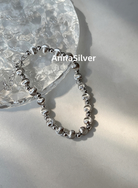 通体S925纯银简约气质小众设计感拉丝猫眼珠光泽感手链