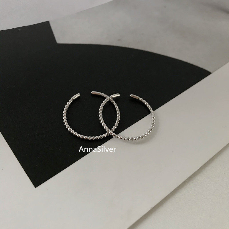 通体纯银小圆珠戒指S925简约开口