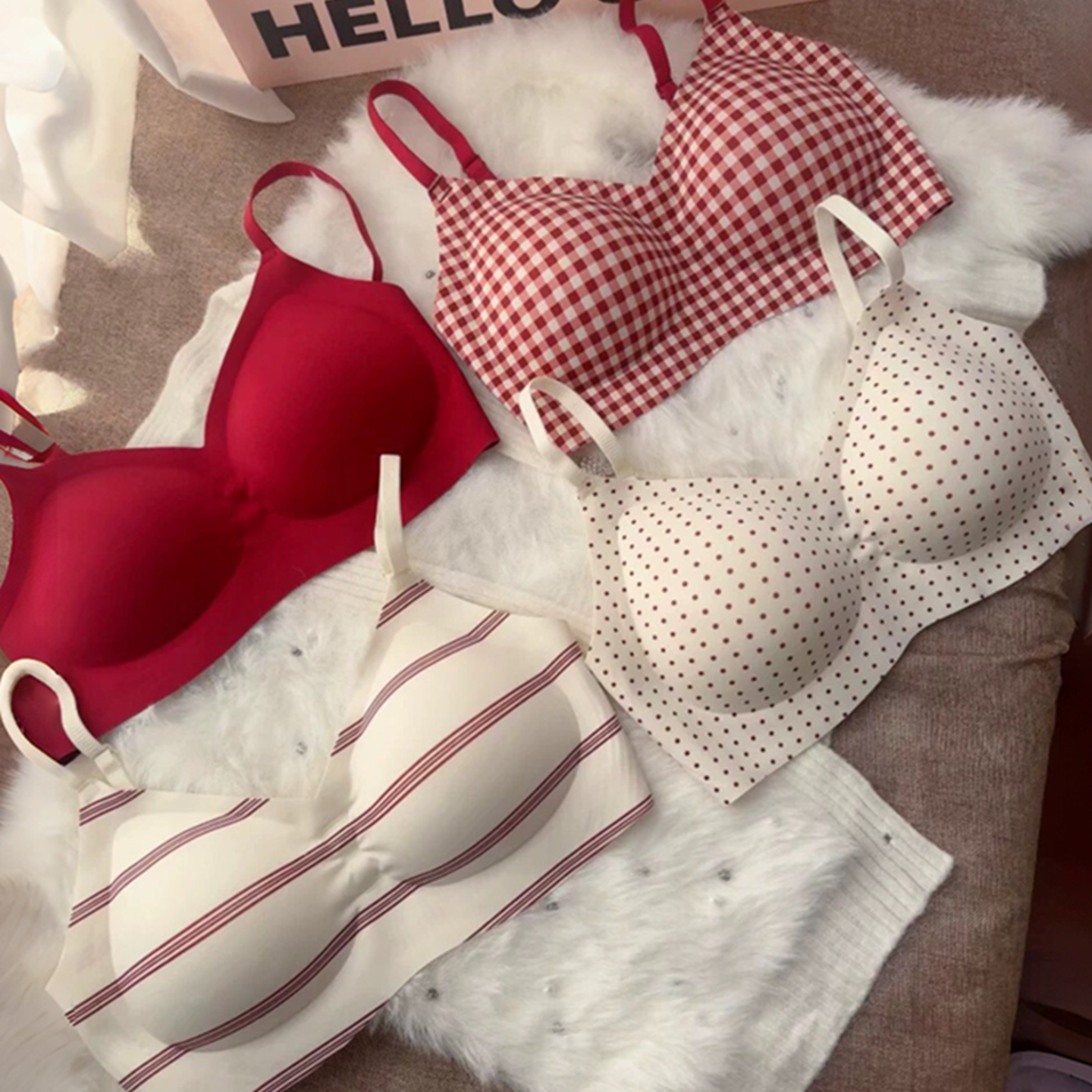 大红色内衣女小胸聚拢薄款结婚新娘胸罩马年无痕无钢圈本命年文胸