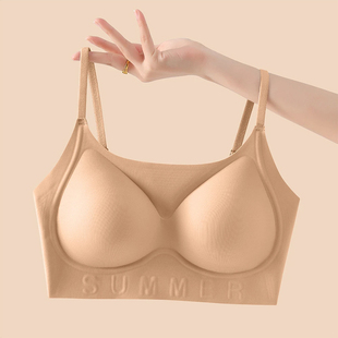 隐形粉底液肤无痕瑜伽内衣女聚拢文胸吊带背心薄款 防走光抹胸不透