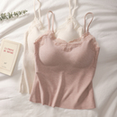 桑蚕丝蕾丝吊带背心女带胸垫文胸一体式 内搭打底上衣 微磨毛秋冬季