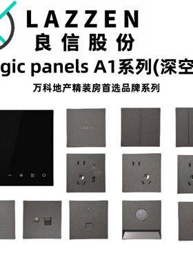 Nader良信A1深空灰单控双联5孔一开空调电脑USB家用开关插座面板