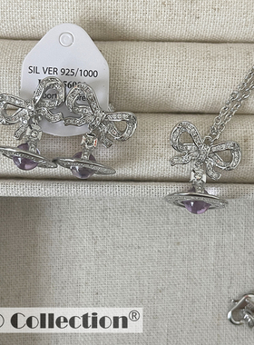 高版本！大热蝴蝶元素orb微镶紫色球土星钛钢项链耳钉耳环