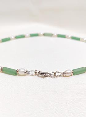 东陵玉配珍珠纯银小清新项链