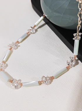 无敌清冷感白水晶贝壳汉服项链