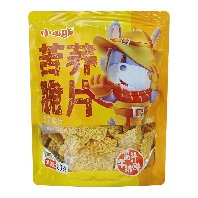 小山驴苦荞脆片经典香葱味牛排酱汁味80g解馋锅巴膨化休闲零食