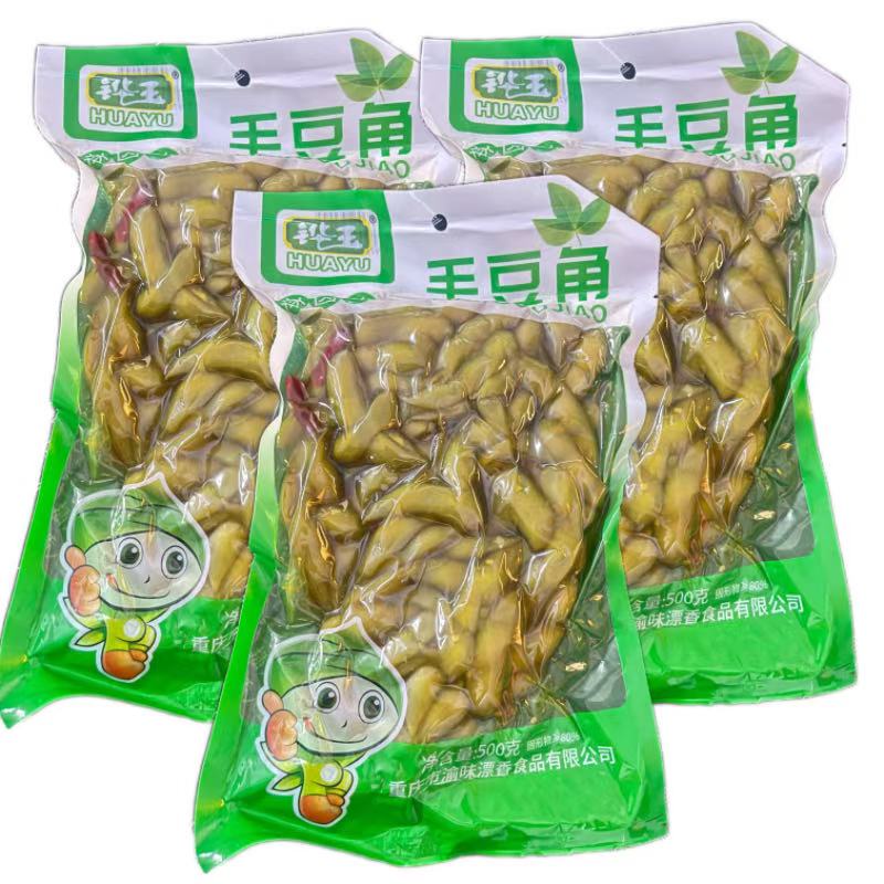 【整箱批发】铧玉辣卤毛豆角500克袋装凉菜半成品下酒菜开袋即食