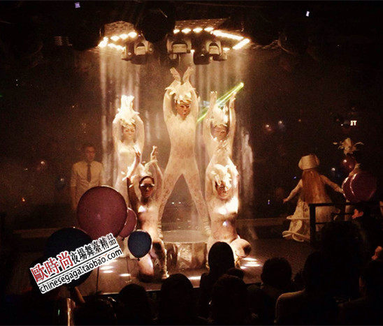 新品夜店酒吧ds演出服时尚性感dj舞台装钢管舞蕾丝修身连体舞蹈服