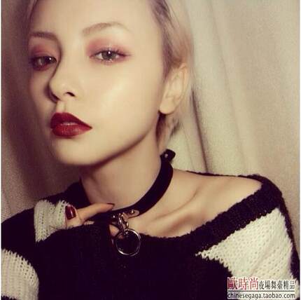 原宿chocker黑色PU皮质单环欧美朋克百搭项圈音乐节摇滚暗黑金属