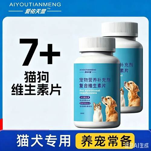 猫咪复合维生素200片狗狗营养补充多种维生素b猫用宠物专用