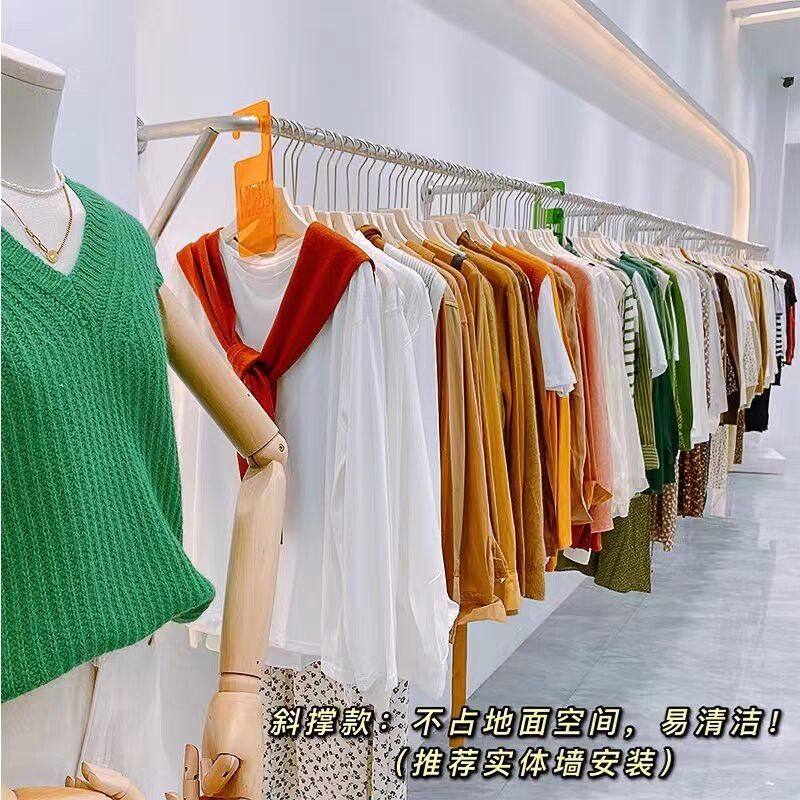 女装店货架展示架上墙壁挂式挂衣杆不锈钢挂衣架服装店专用陈列架
