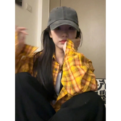 汕头市潮阳区谷饶乐妃儿针织内衣厂（美拉德潮牌黄色格流速衬衫）