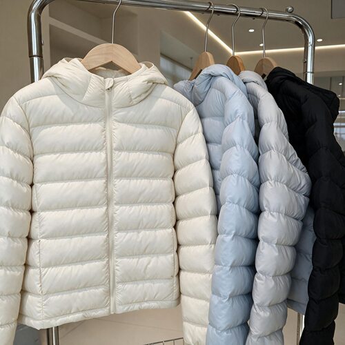 汕头依帆泰秋冬新款保暖女连帽防风轻柔外套纯色百搭口袋拉链上衣