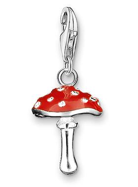 3D立体红色搪瓷珐琅蘑菇吊坠挂坠托马斯首饰品925银坠饰转运礼物