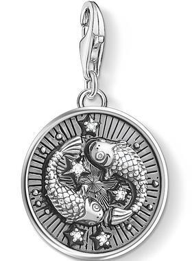 双鱼座Pisces泰银圆牌十二星座吊坠挂坠子个性托马斯萨博首饰品