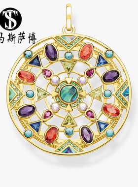 黄金色多彩吊坠波西米亚风精美女气质配项链礼物托马斯萨博
