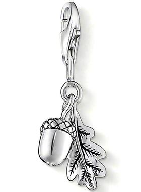 3D立体橡树叶和松果吊坠挂坠子个性时尚DIY饰品925银坠饰转运礼物