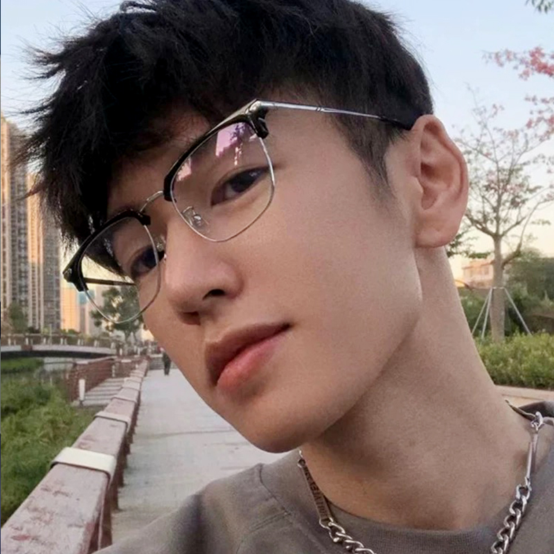 男士半框防蓝光平光眼镜框