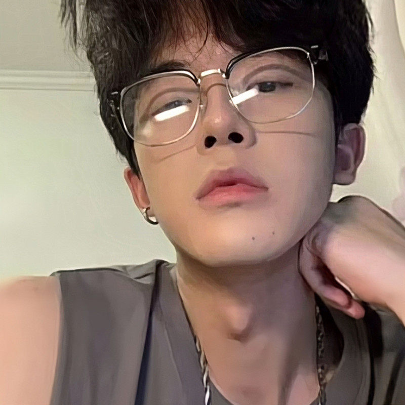 ins风半框眼镜男TR超轻防蓝光斯文理工男痞帅平光眼镜可配近视女