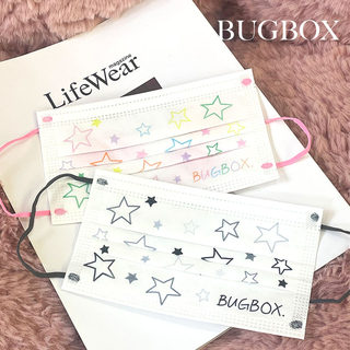 BUGBOX甜美星星可爱甜酷粉色印花独立包装防护一次性成人口罩情侣