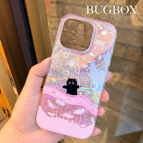 BUGBOX原创鎏金星空捕梦网小猫粉色卡通可爱适应iPhone18ProMax手机壳苹果17Promax/16ProMax/18保护套15女生