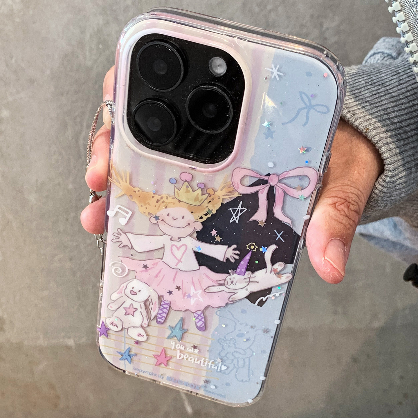 梦幻卡通可爱王冠公主起舞镭射星星适用苹果17手机壳iPhone15 16ProMax软壳防摔17Pro保护套
