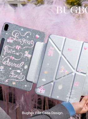 BUGBOX银色绸缎粉色梦幻游乐园公主适用iPad mini7保护套iPad10 air7/6/5 Pro iPad11 12.9 寸苹果平板保护壳