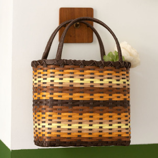 条纹渐变色手提包纸藤编织手工课材料包仿藤编手工礼物装饰道具