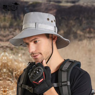 9222跨境新款户外登山钓鱼帽子男款大帽檐遮阳帽透气防晒渔夫帽