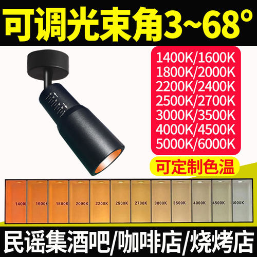 可调焦3~68°明装底座轨道射灯