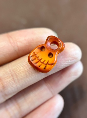 藏式风格老黄料器尸陀林主小挂牌子黄色侧挂吊坠藏传文玩阿呆配饰