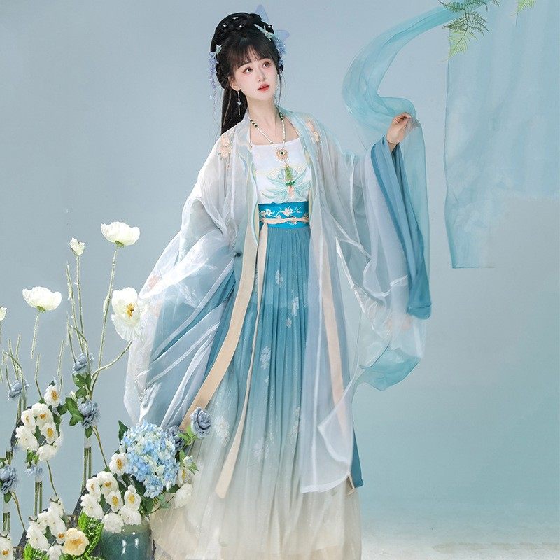 春秋季唐朝古筝演出服初中生汉服