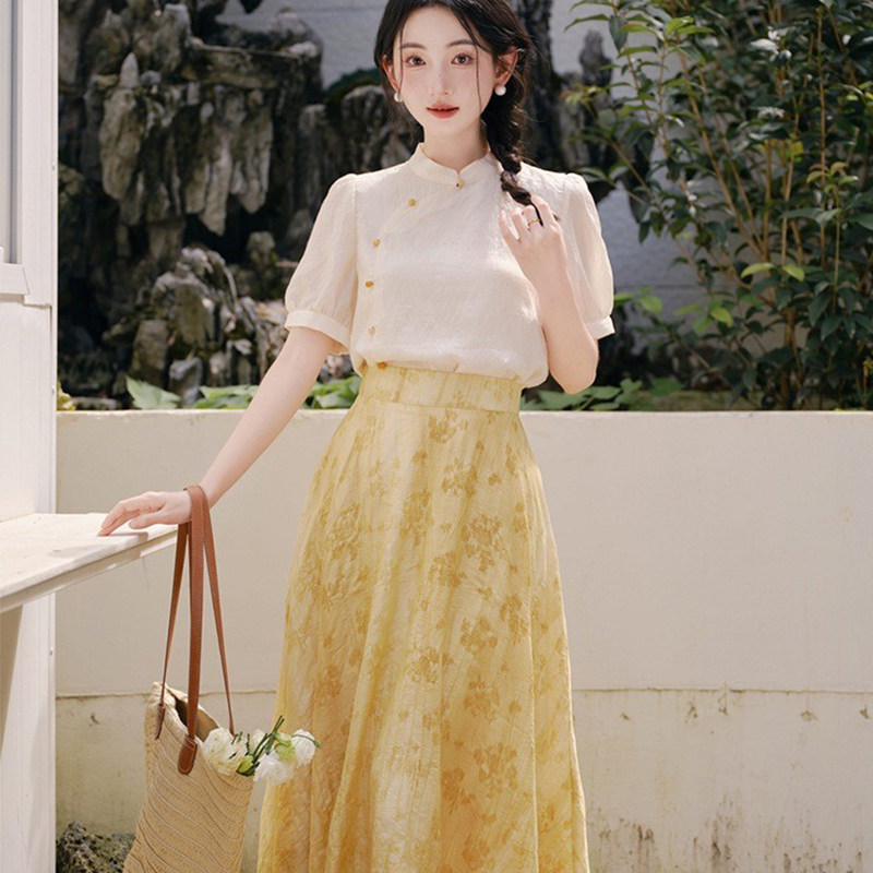 夏季日常古筝演出服初中生女汉服