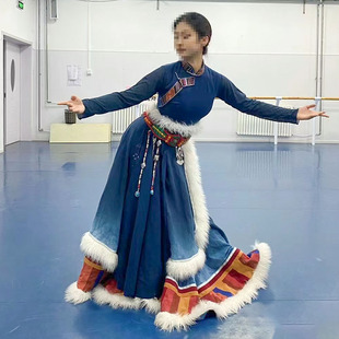 藏族民族舞蹈演出服定制女新款表演练习剧目半身裙上衣裙子全套装