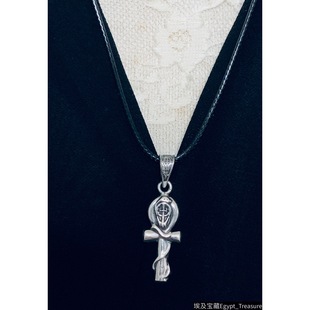 现货埃及银饰 古埃及安卡浮雕蛇杖银埃及复古银吊坠 纯手工情侣款