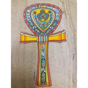 现货埃及手工艺画古埃及纸莎草画安卡之光守护生命之匙Ankh