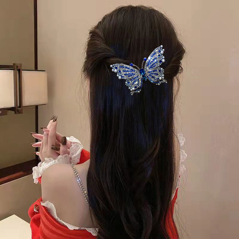 轻奢满钻蝴蝶弹簧发夹