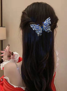 轻奢满钻蝴蝶弹簧发夹