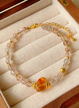 数量不多！ 天然高级黑金超 黄塔晶随形 手链女生个性小众水晶串