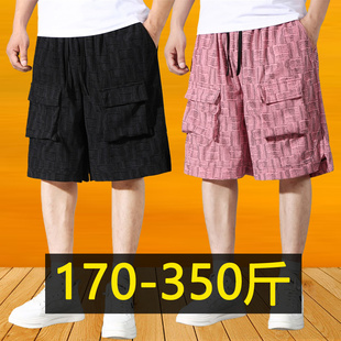 男士 短裤 夏季 大口袋五分裤 衩 300斤特大码 加肥加大号胖子大裤 工装
